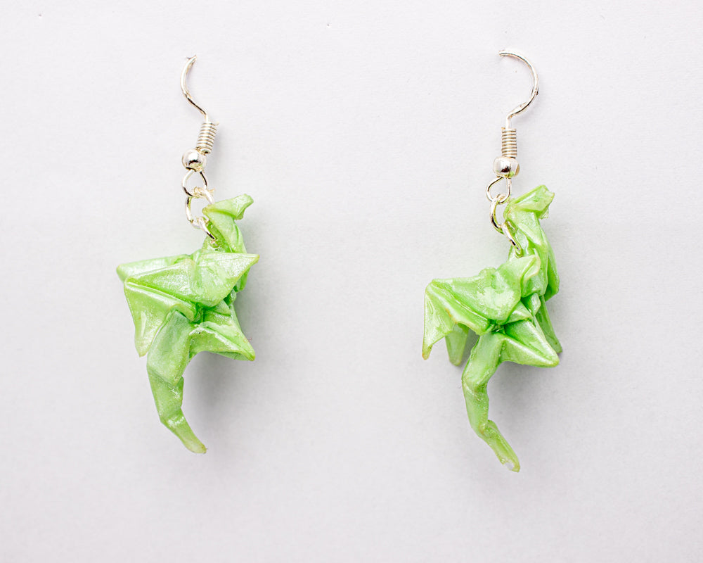 Aretes de Origami en Forma de Dragón | Hechos a Mano con Papel y Resina