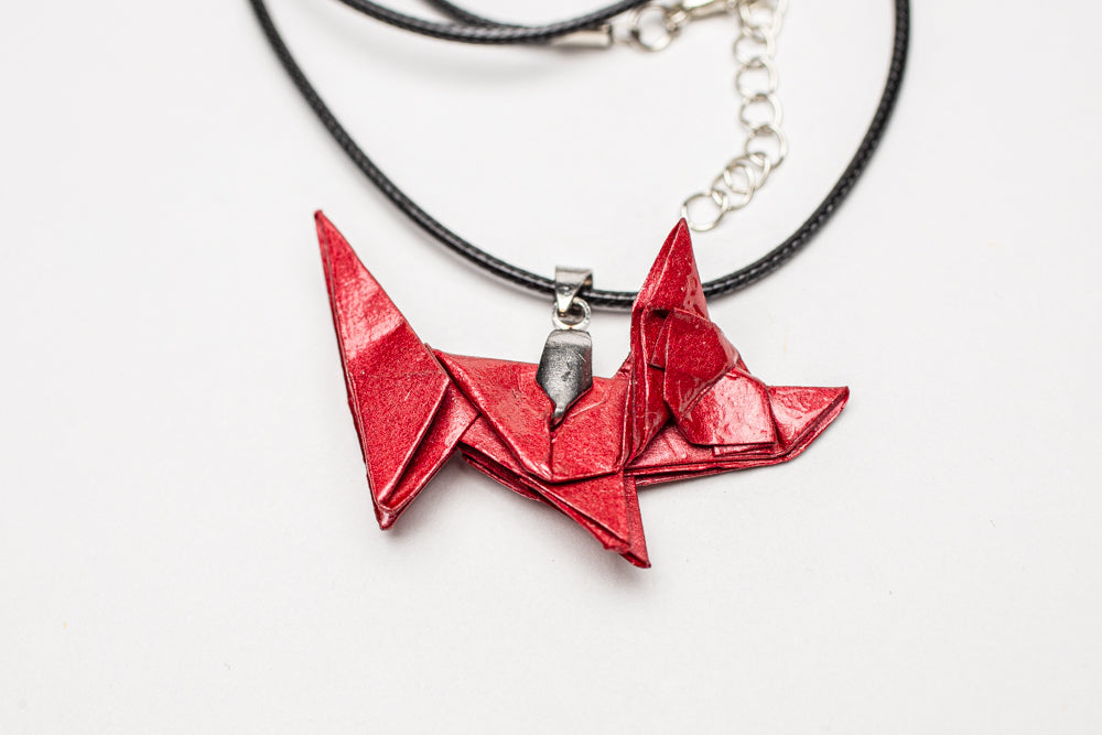 Colgante de Origami en Forma de Gato | Accesorio Artesanal Hecho en Papel